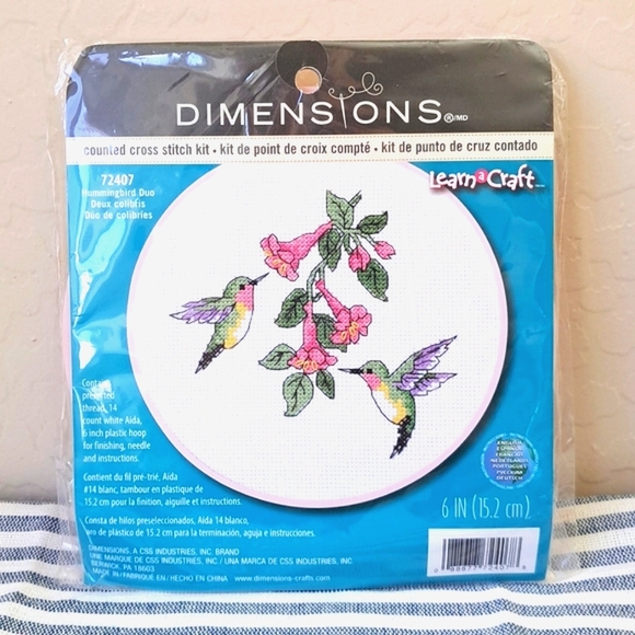 New Dimensions Learn a Craft - Hummingbird Duo Counted Cross Stitch Kit 6 inch - Picture 2 of 9